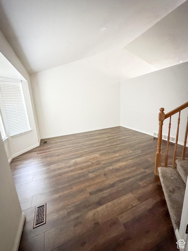 1154 S 1430 E, Provo, UT 84606 - additional living space with lofted ceiling, dark wood-style floors, stairs, and baseboards