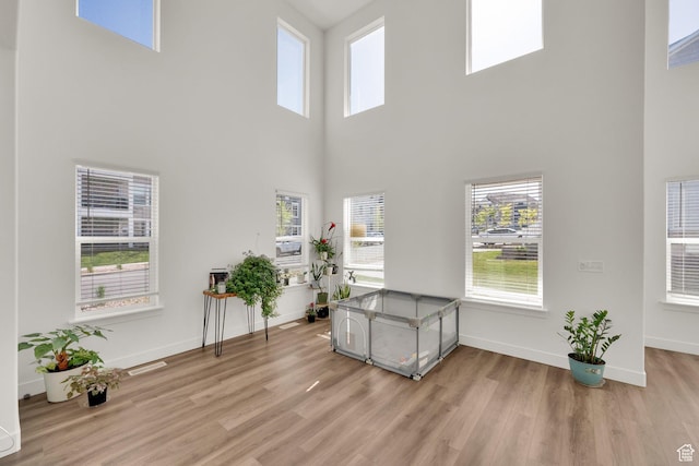 1293 N 3960 W Unit 457, Lehi, UT 84043 - foyer with a towering ceiling, light wood-style flooring, baseboards, and plenty of natural light