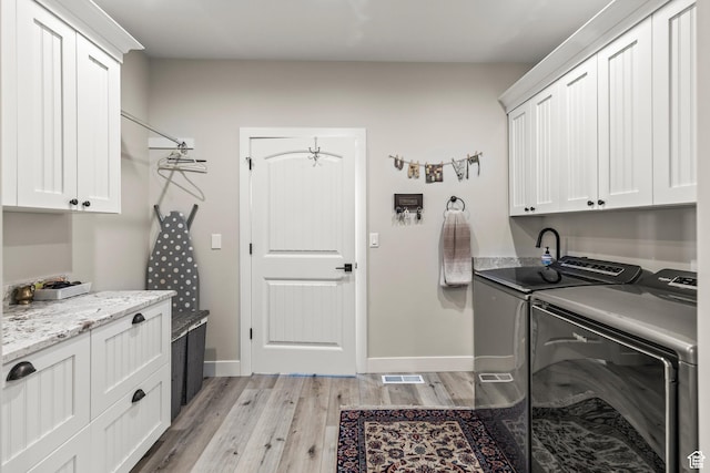 2201 S 380 W, Richfield, UT 84701 - clothes washing area with cabinet space, washing machine and dryer, light wood finished floors, and baseboards