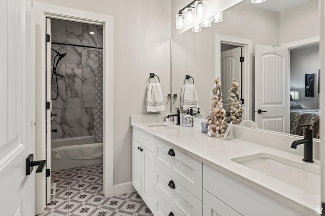 2201 S 380 W, Richfield, UT 84701 - ensuite bathroom with double vanity, tile patterned floors, and baseboards