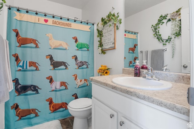 920 W Stonehaven Dr, North Salt Lake, UT 84054 - full bathroom with vanity, toilet, and a shower with curtain