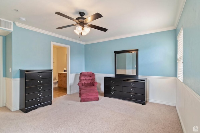 661 S 2220 W Unit 202, Pleasant Grove, UT 84062 - living area featuring crown molding, carpet, a ceiling fan, and wainscoting