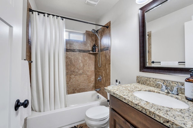 1565 E Smithfield Dr, Eagle Mountain, UT 84005 - bathroom featuring shower / bath combo, toilet, and vanity