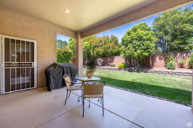 view of patio with area for grilling
