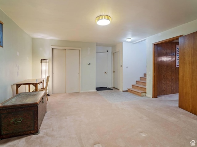 360 Crestview Dr, Park City, UT 84098 - basement with stairway and carpet flooring