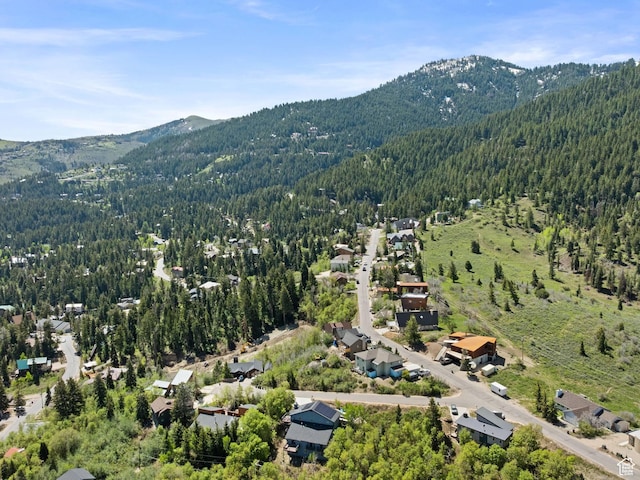 360 Crestview Dr, Park City, UT 84098 - aerial overview of property's location with a heavily wooded area and a mountainous background