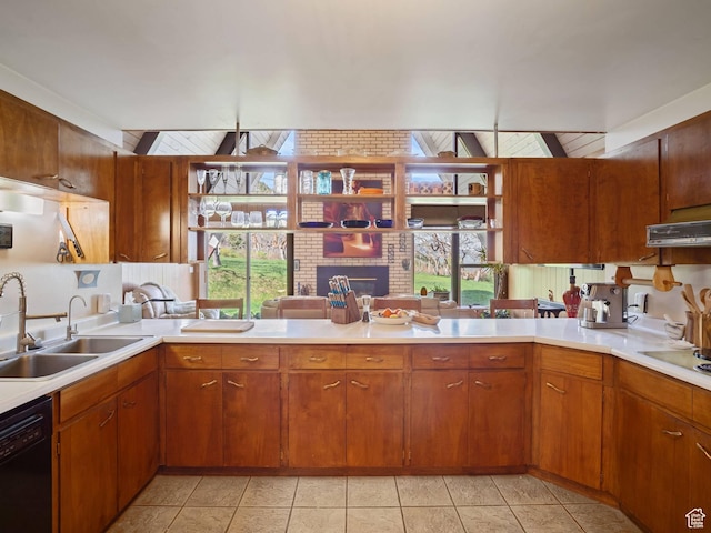 360 Crestview Dr, Park City, UT 84098 - kitchen featuring dishwasher, a sink, light countertops, and a peninsula
