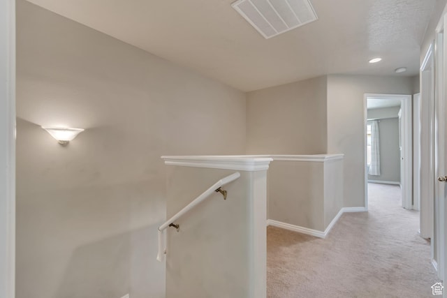 1524 W Napa Ave S, Bluffdale, UT 84065 - corridor with light carpet, baseboards, an upstairs landing, and recessed lighting
