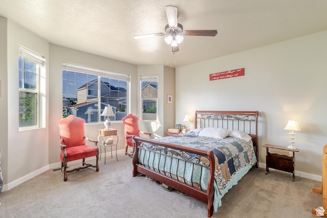 1517 E Kelsey Dr, Eagle Mountain, UT 84005 - bedroom with carpet, baseboards, ceiling fan, and a textured ceiling