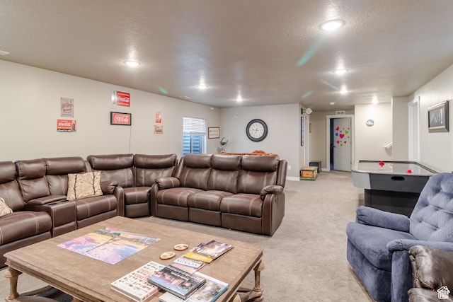 1517 E Kelsey Dr, Eagle Mountain, UT 84005 - living area with light carpet, recessed lighting, and baseboards