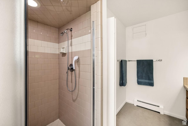 1729 N 1700 E, North Logan, UT 84341 - full bath featuring a baseboard heating unit, a tile shower, and baseboards