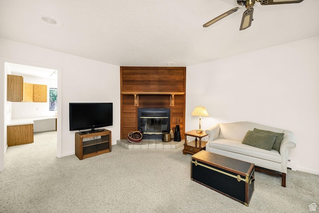 1729 N 1700 E, North Logan, UT 84341 - living room with a ceiling fan and a tile fireplace