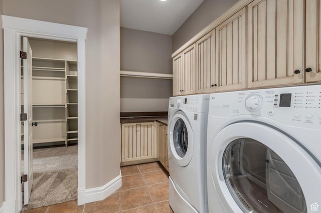 2378 S 550 W, Syracuse, UT 84075 - laundry room with washing machine and dryer, cabinet space, and light tile patterned floors