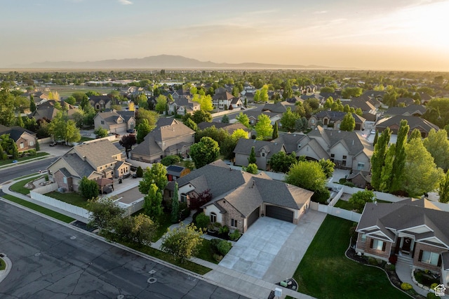 aerial view at dusk of a residential view