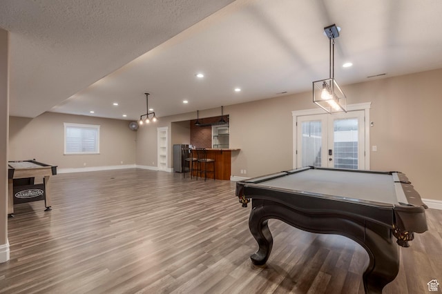 2378 S 550 W, Syracuse, UT 84075 - playroom with pool table, baseboards, french doors, wood finished floors, and recessed lighting
