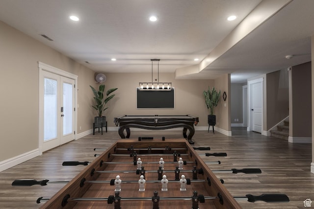 2378 S 550 W, Syracuse, UT 84075 - playroom with wood finished floors, baseboards, recessed lighting, and french doors