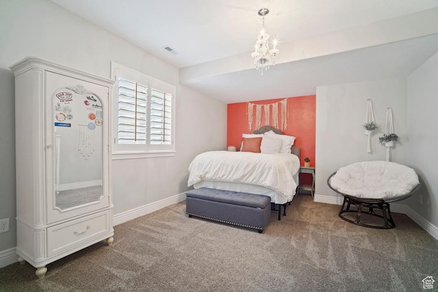 bedroom featuring carpet floors and baseboards