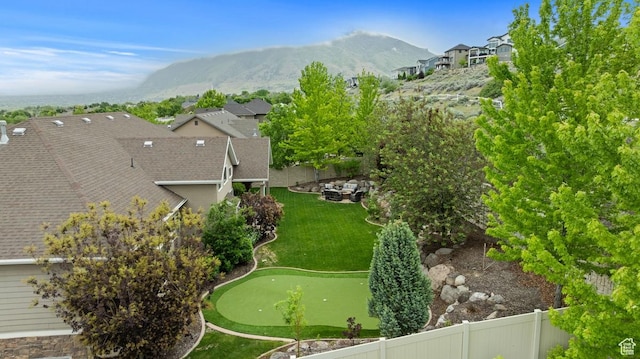 aerial view of residential area with mountains