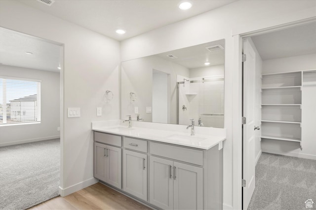 3457 S 3100 W Unit 174, West Haven, UT 84401 - full bathroom with a stall shower, double vanity, and recessed lighting