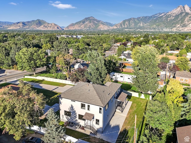 drone / aerial view of a mountainous background