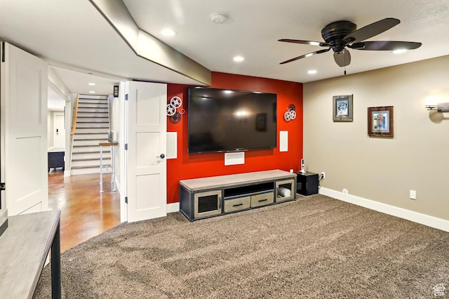 7639 S 475 W, Willard, UT 84340 - cinema featuring baseboards, ceiling fan, and recessed lighting
