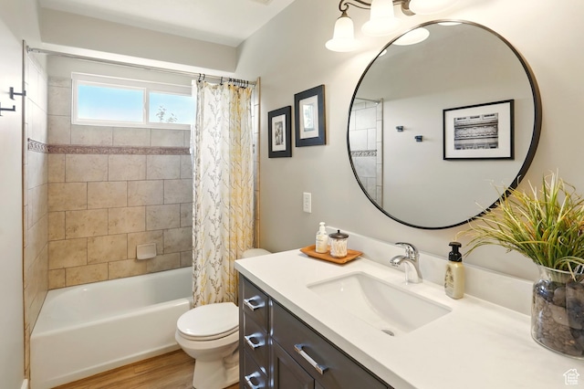 7639 S 475 W, Willard, UT 84340 - full bath with toilet, wood finished floors, vanity, and shower / bath combination with curtain