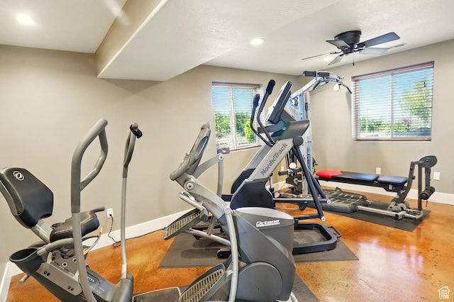 7639 S 475 W, Willard, UT 84340 - workout area with ceiling fan, baseboards, and recessed lighting