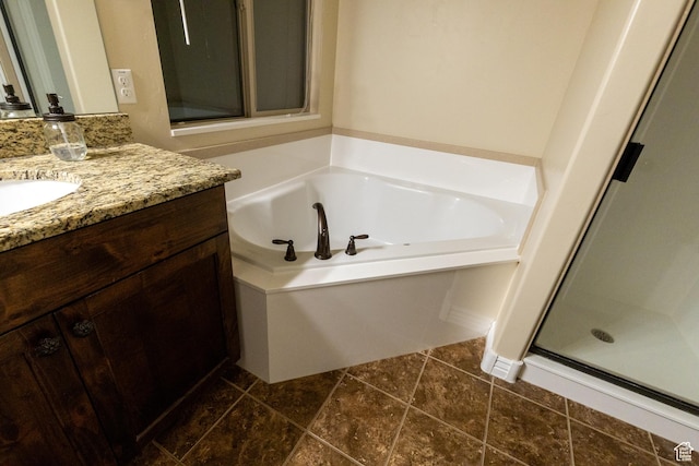 6966 N S Pass Rd, Eagle Mountain, UT 84005 - bathroom with a stall shower, a bath, and vanity