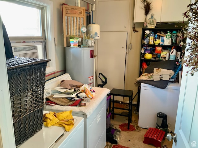 111 W 570 N, Richfield, UT 84701 - clothes washing area with water heater, independent washer and dryer, and cooling unit