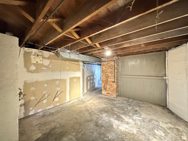 view of unfinished below grade area