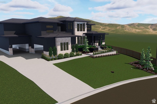 3756 E Hermes Dr, Salt Lake City, UT 84124 - view of front of home featuring stone siding and a mountain view