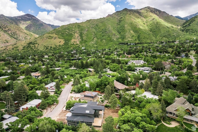 aerial view of a mountain backdrop