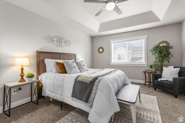 930 N 90 W, Santaquin, UT 84655 - carpeted bedroom with a raised ceiling, baseboards, and a ceiling fan