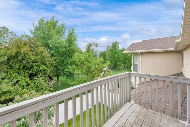 deck with a playground