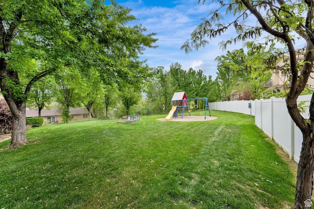 view of yard featuring a playground