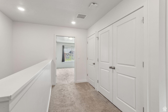 3714 W Soft Whisper Way, Herriman, UT 84096 - hallway with light colored carpet, recessed lighting, and baseboards