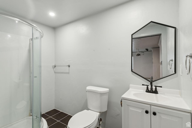 3714 W Soft Whisper Way, Herriman, UT 84096 - full bath featuring toilet, a stall shower, tile patterned flooring, and vanity