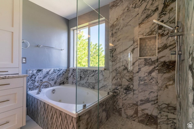 886 Cambridge Dr, North Salt Lake, UT 84054 - bathroom with a marble finish shower and a tub with jets