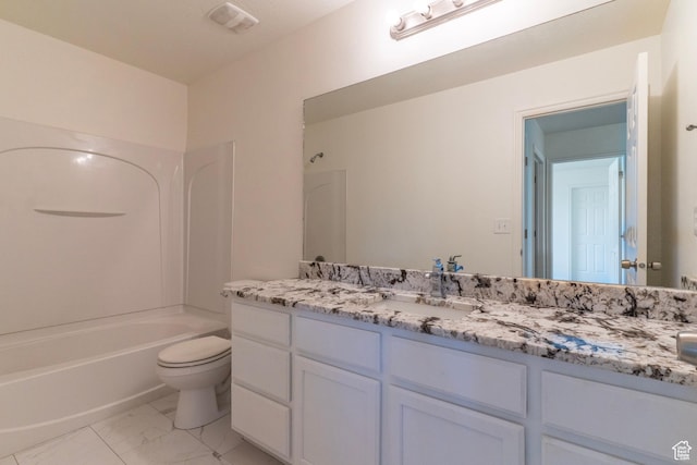 886 Cambridge Dr, North Salt Lake, UT 84054 - bathroom featuring marble finish flooring, toilet, vanity, and  shower combination