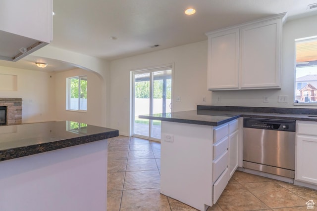 886 Cambridge Dr, North Salt Lake, UT 84054 - kitchen featuring dishwasher, a peninsula, open floor plan, white cabinets, and recessed lighting