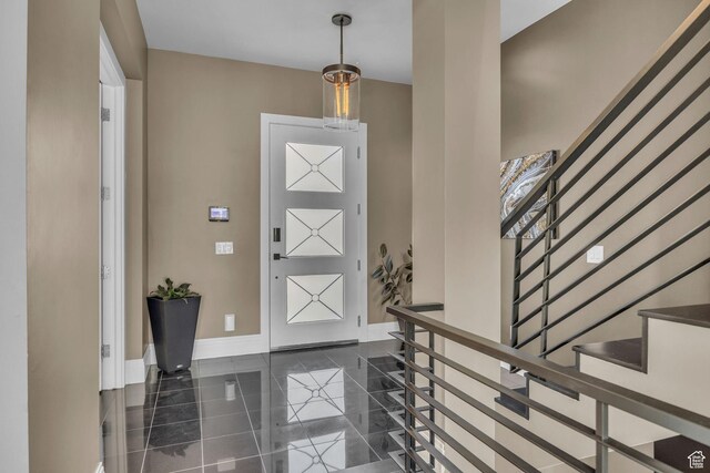 54 N B St, Salt Lake City, UT 84103 - entrance foyer with baseboards, stairs, and granite tiled floors