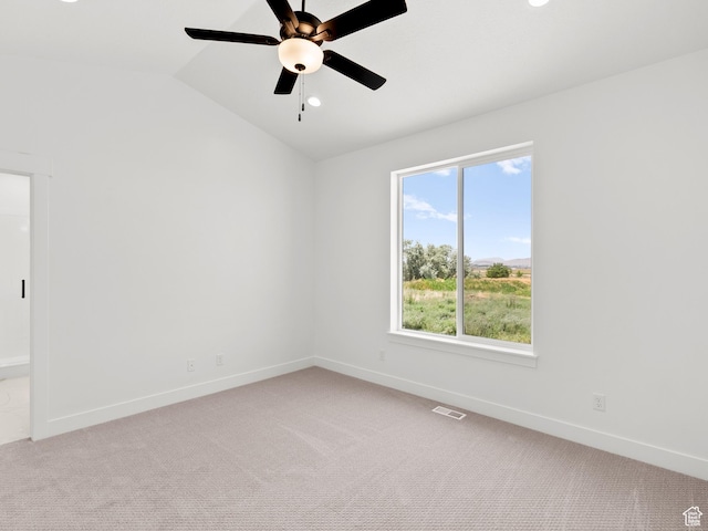 1427 N 290 E Unit 02, Salem, UT 84653 - spare room featuring light carpet, lofted ceiling, ceiling fan, and recessed lighting