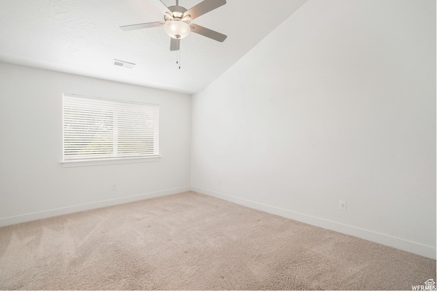 172 S 880 E, American Fork, UT 84003 - empty room featuring light colored carpet, baseboards, ceiling fan, and vaulted ceiling