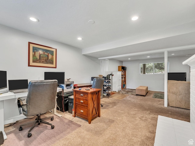 4131 S Fortuna Way E, Salt Lake City, UT 84124 - carpeted office space with recessed lighting and a fireplace