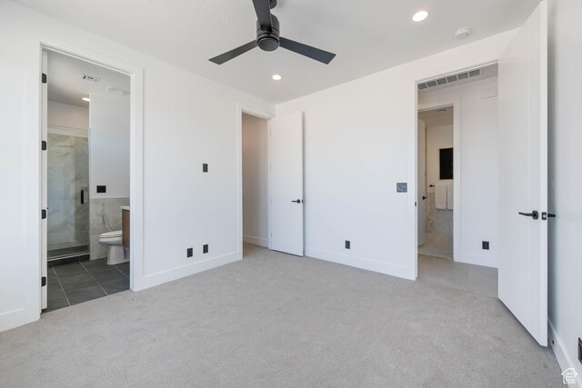 1575 W 840 S, Hurricane, UT 84737 - unfurnished bedroom with carpet flooring, recessed lighting, connected bathroom, baseboards, and tile patterned flooring
