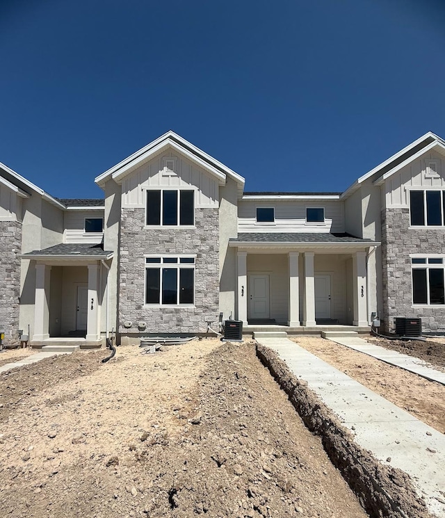 384 E 1480 N Unit 56, Salem, UT 84653 - view of front of home with board and batten siding, stone siding, and a porch