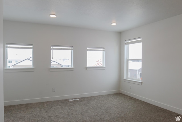 carpeted empty room with plenty of natural light and baseboards