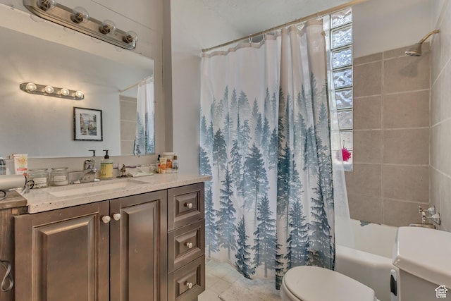 2172 S 800 E, Salt Lake City, UT 84106 - full bath with toilet, vanity, shower / bathtub combination with curtain, and tile patterned flooring