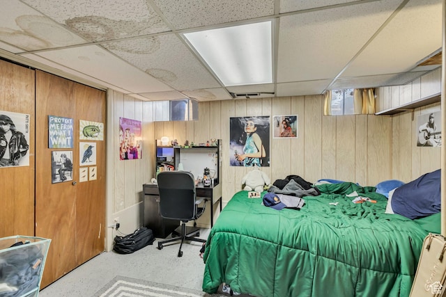 2172 S 800 E, Salt Lake City, UT 84106 - bedroom with a drop ceiling, wooden walls, and a desk
