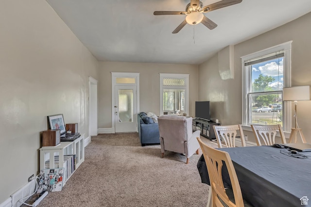 2172 S 800 E, Salt Lake City, UT 84106 - carpeted living room featuring ceiling fan and baseboards